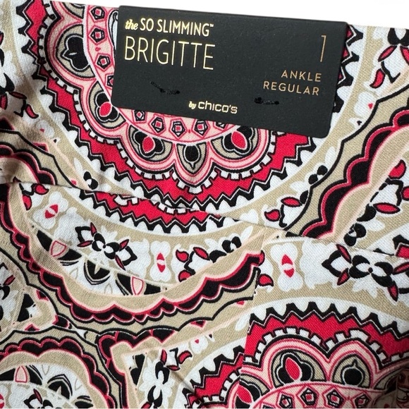 NWT Chico’s So Slimming Brigitte Medallion Print Slim Ankle Pants High Waist 8 - Picture 5 of 9